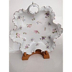 Antique ROSENTHAL MONBIJOU Scalloped Serving Platter Floral 11 3/4" x 10 1/2"